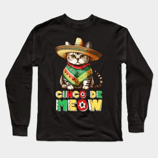 Fiesta Squad Funny Mexican Cat Fiesta Party Cinco De Meow Long Sleeve T-Shirt